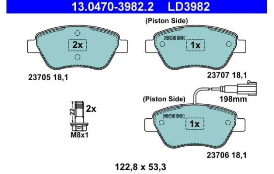 Brake Pad Set, disc brake ATE Ceramic 13.0470-3982.2, Image 3