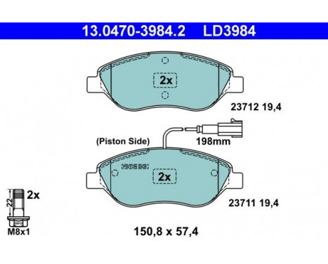 Brake Pad Set, disc brake ATE Ceramic 13.0470-3984.2, Image 3