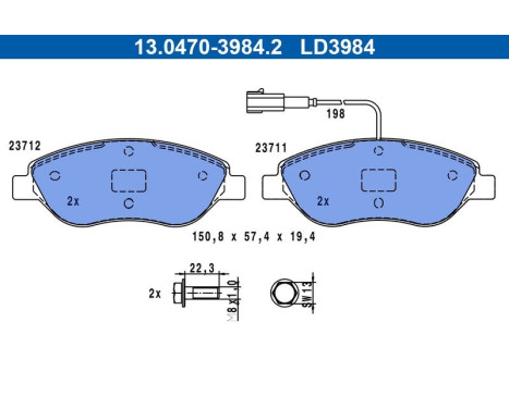 Brake Pad Set, disc brake ATE Ceramic 13.0470-3984.2, Image 4
