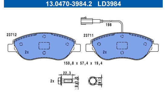 Brake Pad Set, disc brake ATE Ceramic 13.0470-3984.2, Image 4