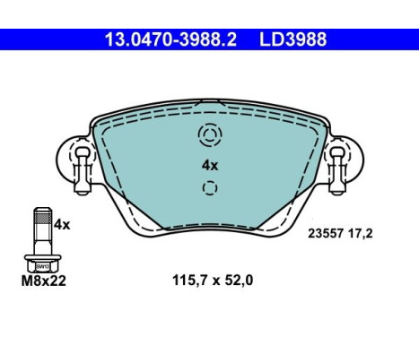 Brake Pad Set, disc brake ATE Ceramic 13.0470-3988.2, Image 2