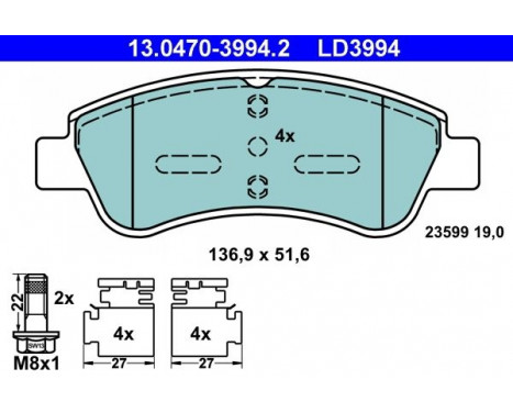 Brake Pad Set, disc brake ATE Ceramic 13.0470-3994.2, Image 3