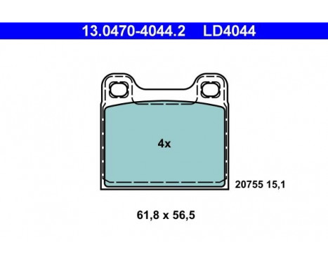 Brake Pad Set, disc brake ATE Ceramic 13.0470-4044.2, Image 3