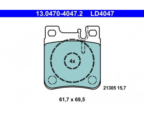 Brake Pad Set, disc brake ATE Ceramic 13.0470-4047.2, Image 3