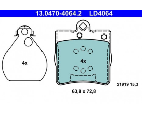 Brake Pad Set, disc brake ATE Ceramic 13.0470-4064.2, Image 3