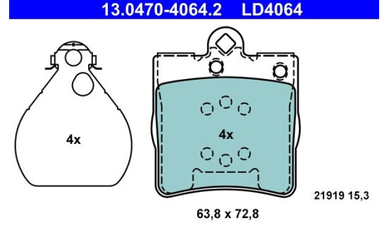Brake Pad Set, disc brake ATE Ceramic 13.0470-4064.2, Image 3