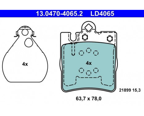 Brake Pad Set, disc brake ATE Ceramic 13.0470-4065.2, Image 3