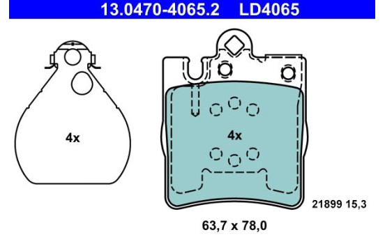 Brake Pad Set, disc brake ATE Ceramic 13.0470-4065.2, Image 3