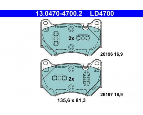 Brake Pad Set, disc brake ATE Ceramic 13.0470-4700.2