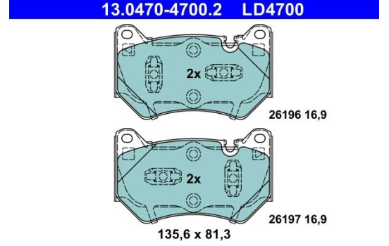 Brake Pad Set, disc brake ATE Ceramic 13.0470-4700.2