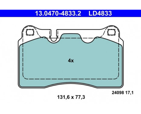 Brake Pad Set, disc brake ATE Ceramic 13.0470-4833.2, Image 2