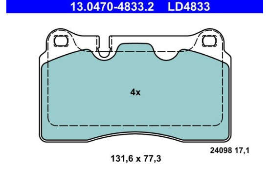 Brake Pad Set, disc brake ATE Ceramic 13.0470-4833.2, Image 2