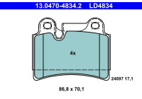 Brake Pad Set, disc brake ATE Ceramic 13.0470-4834.2