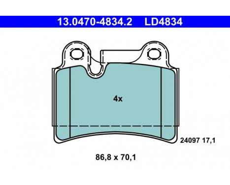 Brake Pad Set, disc brake ATE Ceramic 13.0470-4834.2