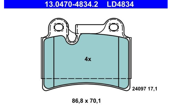 Brake Pad Set, disc brake ATE Ceramic 13.0470-4834.2