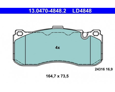 Brake Pad Set, disc brake ATE Ceramic 13.0470-4848.2