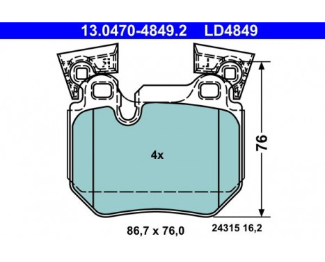 Brake Pad Set, disc brake ATE Ceramic 13.0470-4849.2