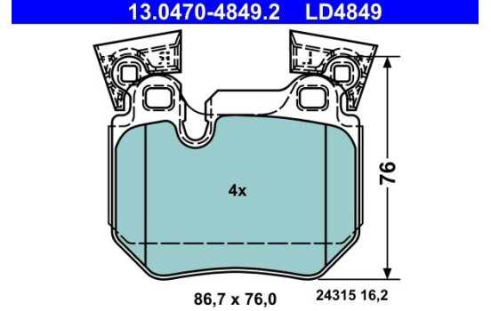 Brake Pad Set, disc brake ATE Ceramic 13.0470-4849.2
