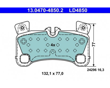 Brake Pad Set, disc brake ATE Ceramic 13.0470-4850.2, Image 2