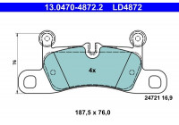 Brake Pad Set, disc brake ATE Ceramic 13.0470-4872.2