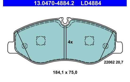 Brake Pad Set, disc brake ATE Ceramic 13.0470-4884.2