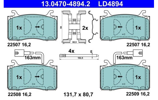 Brake Pad Set, disc brake ATE Ceramic 13.0470-4894.2