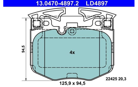 Brake Pad Set, disc brake ATE Ceramic 13.0470-4897.2
