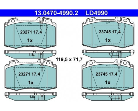 Brake Pad Set, disc brake ATE Ceramic 13.0470-4990.2, Image 3