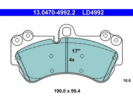 Brake Pad Set, disc brake ATE Ceramic 13.0470-4992.2, Image 3