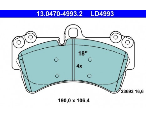 Brake Pad Set, disc brake ATE Ceramic 13.0470-4993.2, Image 3