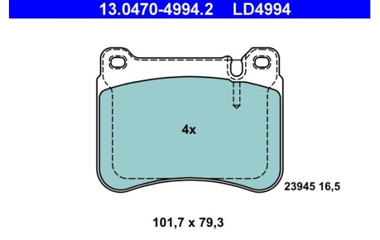 Brake Pad Set, disc brake ATE Ceramic 13.0470-4994.2, Image 3
