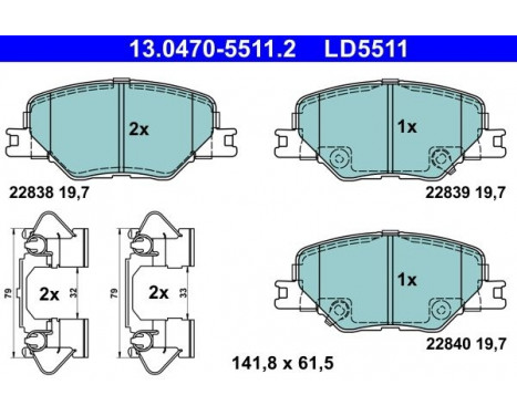 Brake Pad Set, disc brake ATE Ceramic 13.0470-5511.2