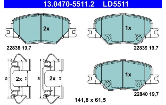 Brake Pad Set, disc brake ATE Ceramic 13.0470-5511.2