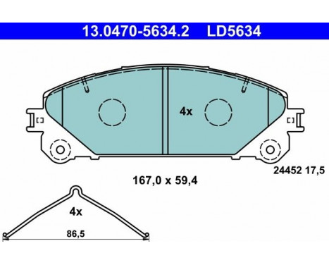 Brake Pad Set, disc brake ATE Ceramic 13.0470-5634.2
