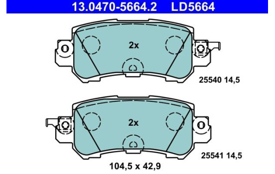 Brake Pad Set, disc brake ATE Ceramic 13.0470-5664.2