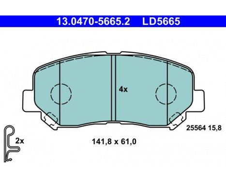 Brake Pad Set, disc brake ATE Ceramic 13.0470-5665.2