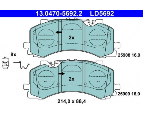 Brake Pad Set, disc brake ATE Ceramic 13.0470-5692.2, Image 2