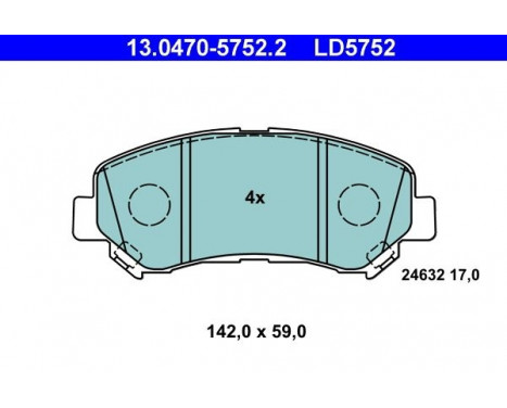 Brake Pad Set, disc brake ATE Ceramic 13.0470-5752.2, Image 3