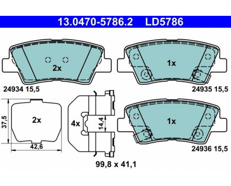 Brake Pad Set, disc brake ATE Ceramic 13.0470-5786.2