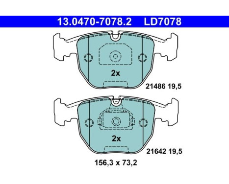 Brake Pad Set, disc brake ATE Ceramic 13.0470-7078.2, Image 3
