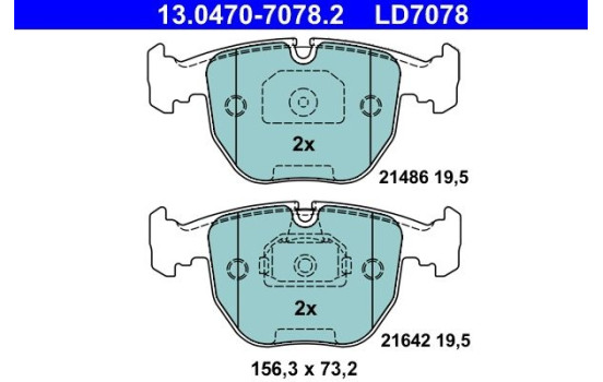 Brake Pad Set, disc brake ATE Ceramic 13.0470-7078.2, Image 3