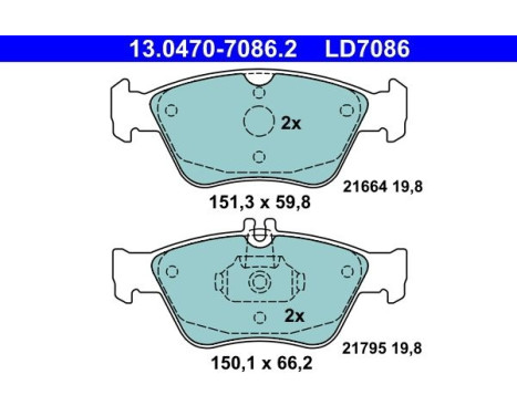 Brake Pad Set, disc brake ATE Ceramic 13.0470-7086.2, Image 3