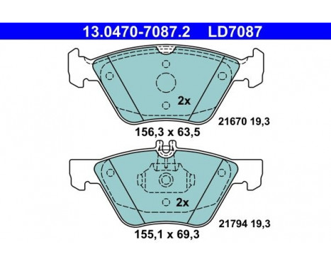 Brake Pad Set, disc brake ATE Ceramic 13.0470-7087.2, Image 4