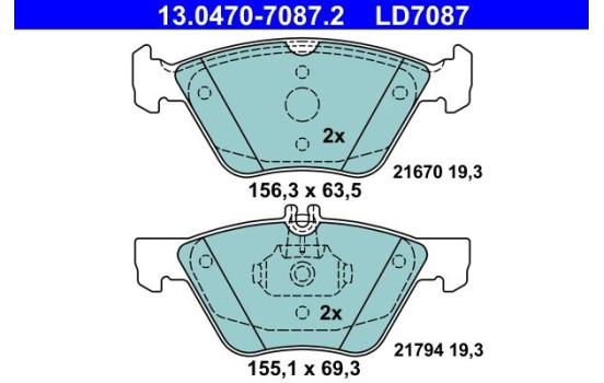 Brake Pad Set, disc brake ATE Ceramic 13.0470-7087.2, Image 4