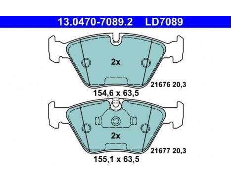 Brake Pad Set, disc brake ATE Ceramic 13.0470-7089.2, Image 3
