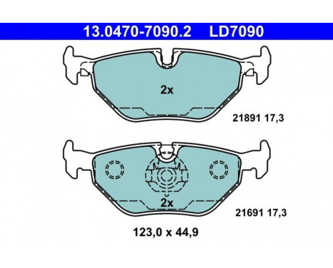 Brake Pad Set, disc brake ATE Ceramic 13.0470-7090.2, Image 3