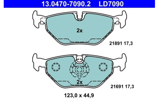 Brake Pad Set, disc brake ATE Ceramic 13.0470-7090.2, Image 3