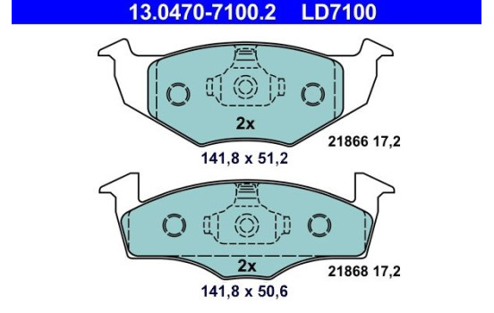 Brake Pad Set, disc brake ATE Ceramic 13.0470-7100.2
