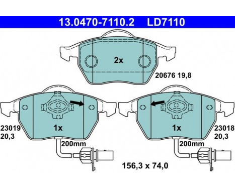 Brake Pad Set, disc brake ATE Ceramic 13.0470-7110.2, Image 3