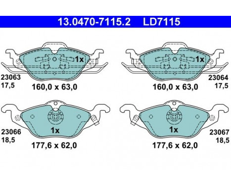 Brake Pad Set, disc brake ATE Ceramic 13.0470-7115.2, Image 3